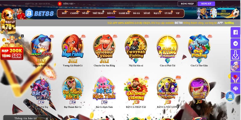 Tham gia Bắn Cá BET88 với nhiều tựa game hot